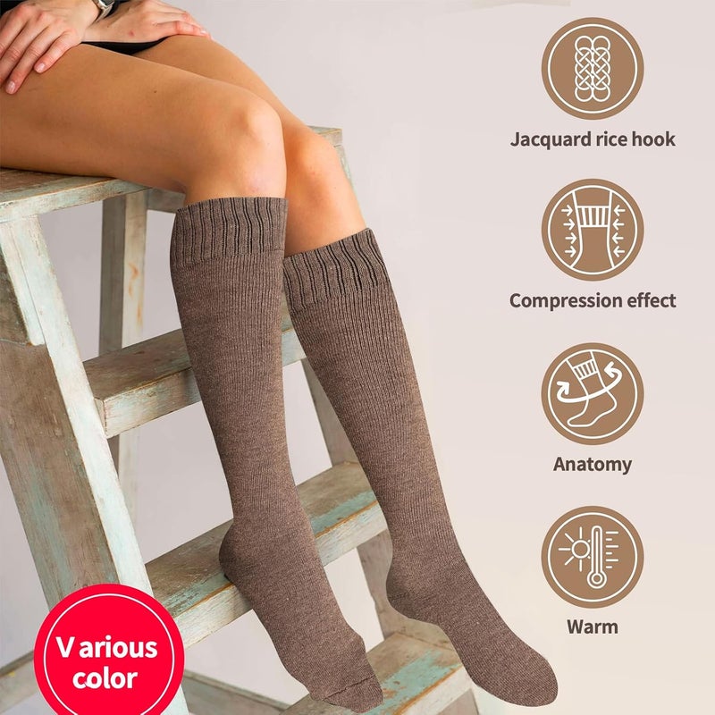mickee Knee High Socks for Woman, Boot Sock/Long Sock Cotton Thermal Socks for Hiking Skiing Winter Gifts-4pairs - Image 4